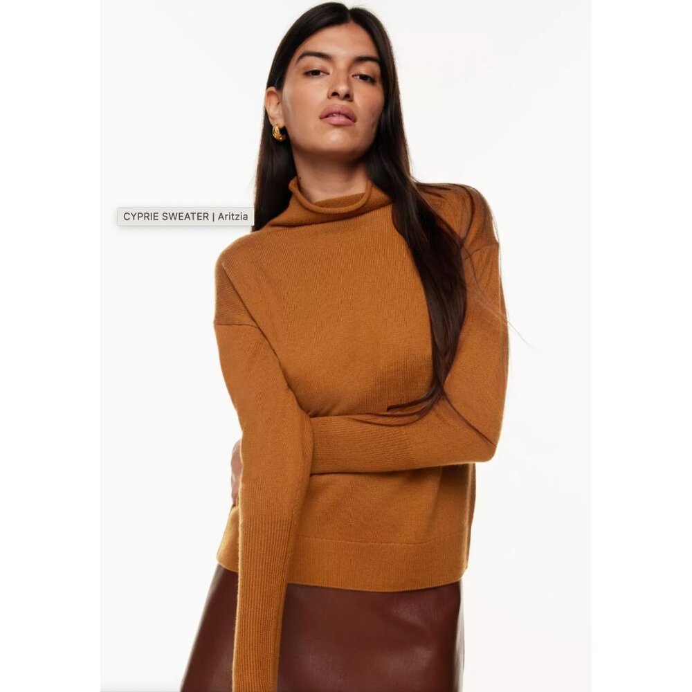 Aritzia Wilfred 100% Merino Wool Cyprie Funnel Neck Sweater Size Small